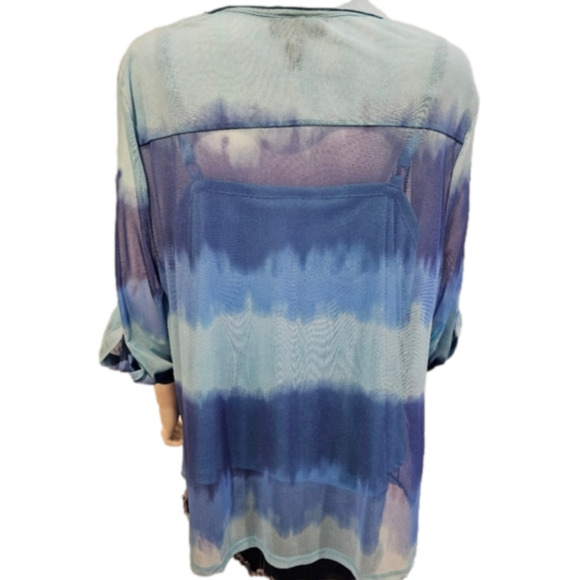 INC 3/4 Sleeve Sheer 3/4 Button Blouse With Built-in Cami Size 3X - Picture 6 of 12